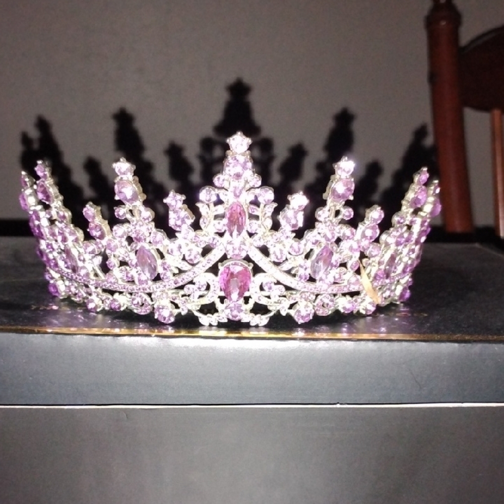 Elegant Purple and Cubic Zirconia Crystal Tiara